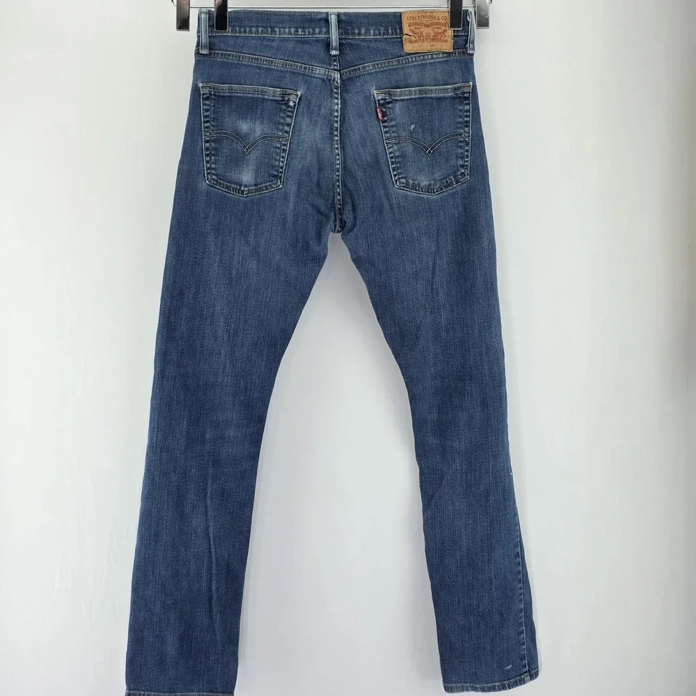 Levis Jeans Mens 32x32 Blue Medium Wash Slim Straight‎ Stretch Denim Casual Y2K